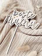 Caketopper Beste Mama aus Holz, Geschenk zum Muttertag, personalisierbar