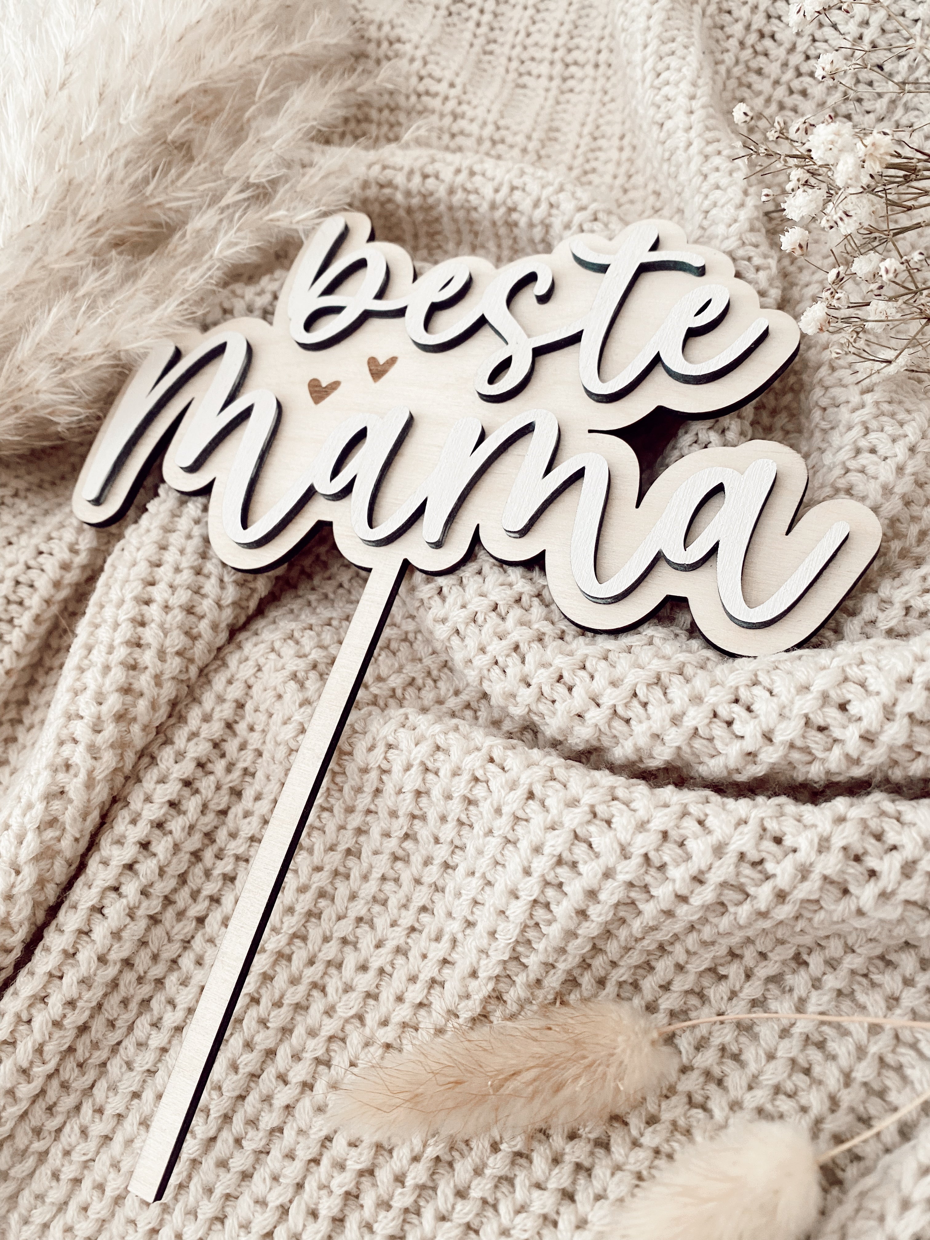 Caketopper Beste Mama aus Holz, Geschenk zum Muttertag, personalisierbar