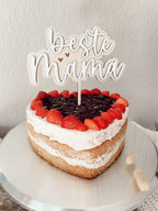 Caketopper Beste Mama aus Holz, Geschenk zum Muttertag, personalisierbar