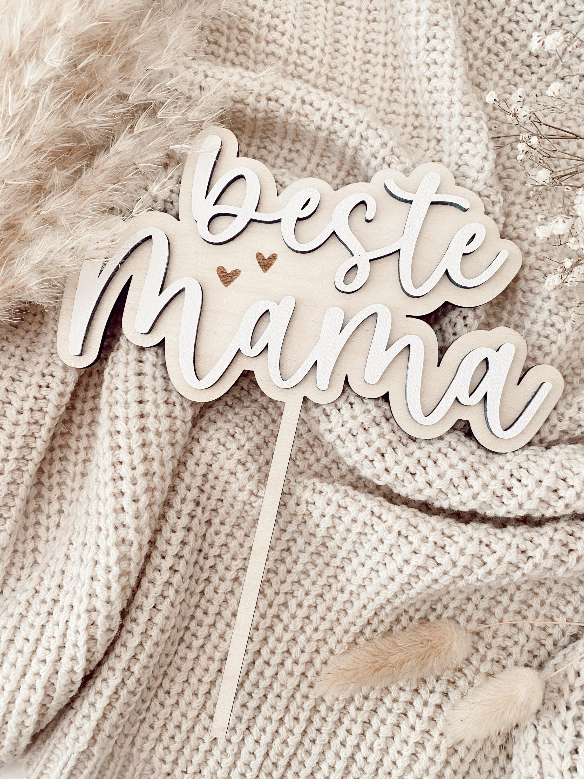 Caketopper Beste Mama aus Holz, Geschenk zum Muttertag, personalisierbar